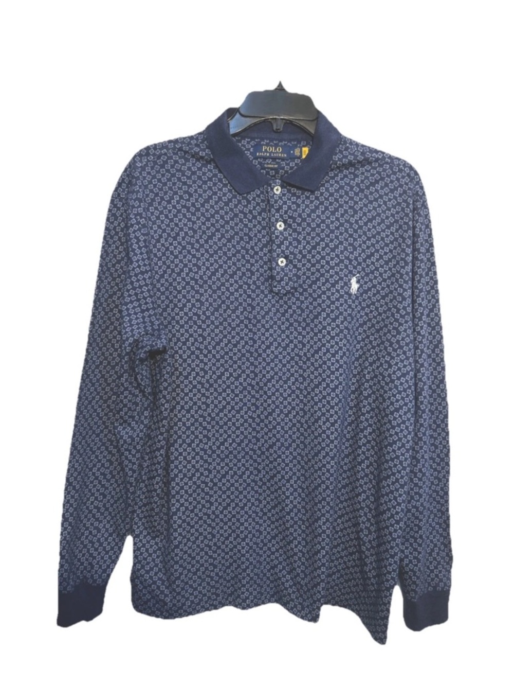 Ralph Lauren Men’s Long-Sleeve Polo shirt M Medium navy blue plaid